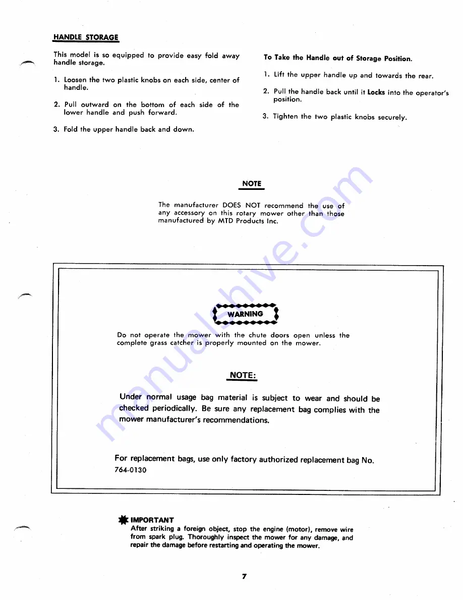 MTD 115-340A Owner'S Operating Service Instruction Manual Download Page 7