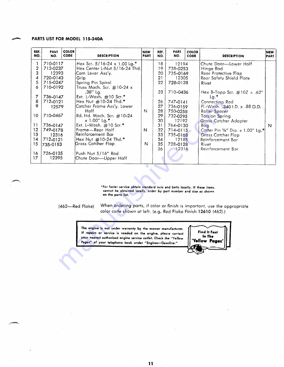 MTD 115-340A Owner'S Operating Service Instruction Manual Download Page 11