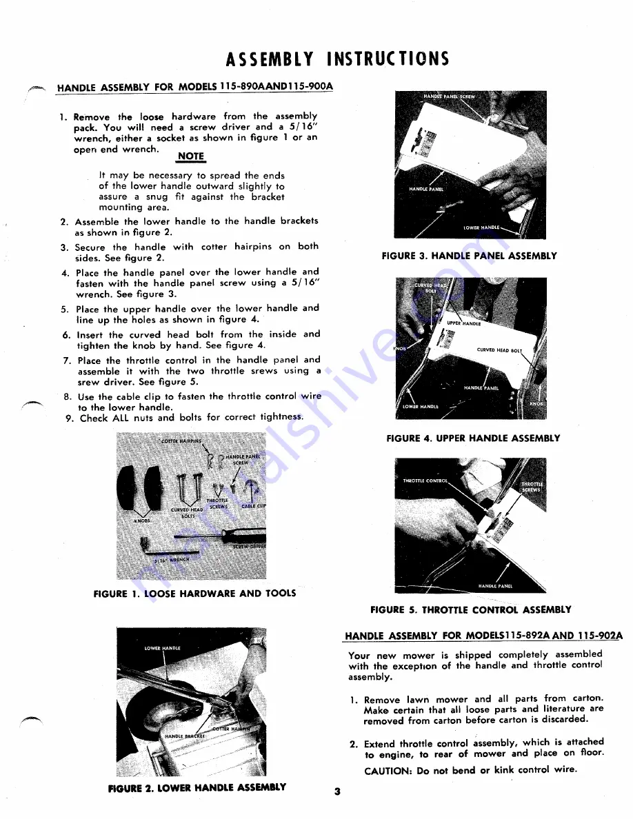 MTD 115-890A Owner'S Operating Service Instruction Manual Download Page 3