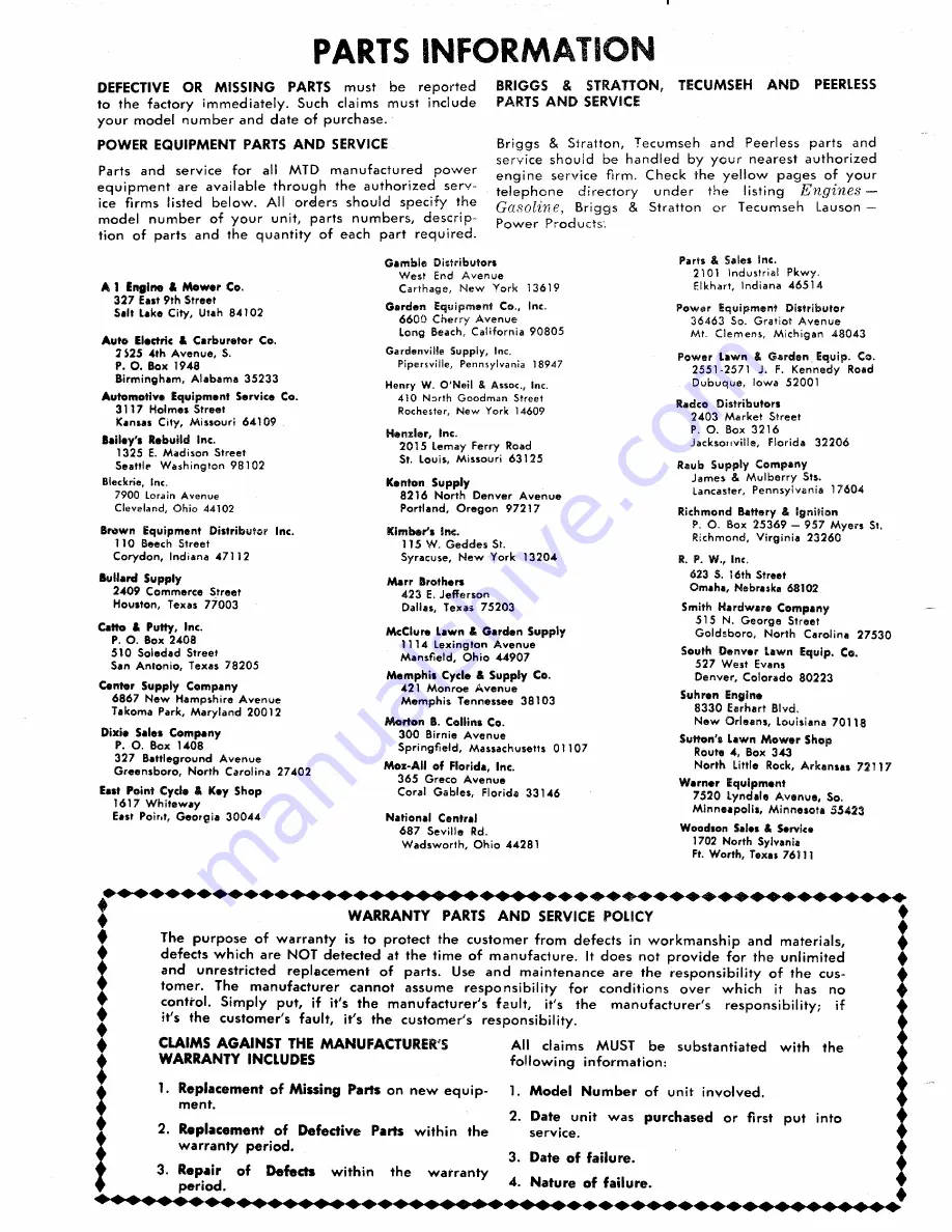 MTD 115-890A Owner'S Operating Service Instruction Manual Download Page 10