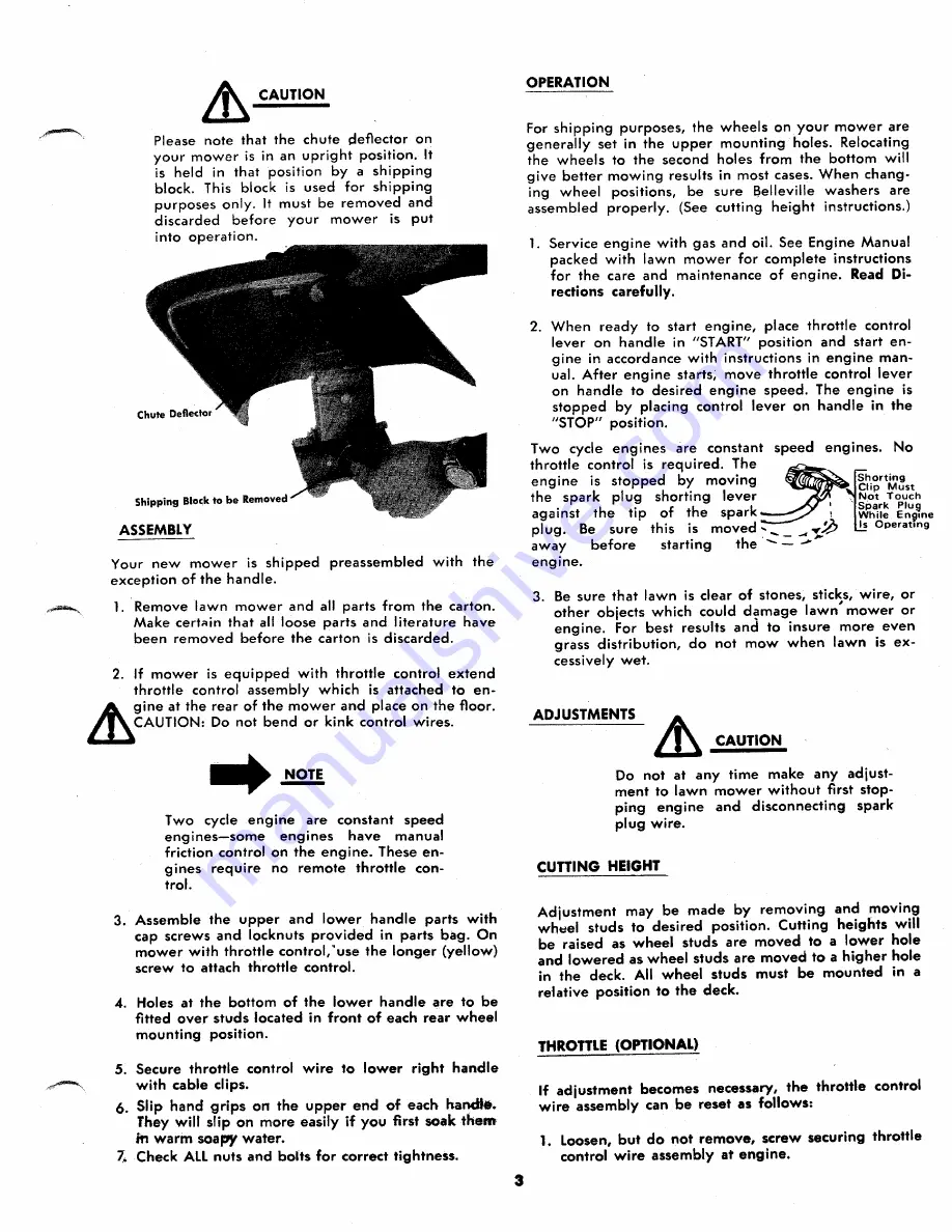 MTD 116-011A Owner'S Operating Service Instruction Manual Download Page 3