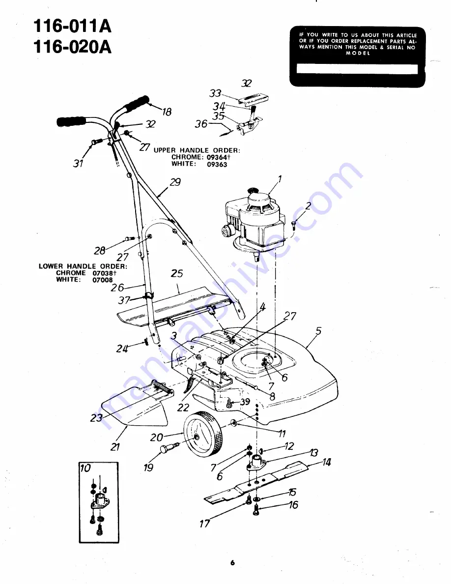 MTD 116-011A Owner'S Operating Service Instruction Manual Download Page 6