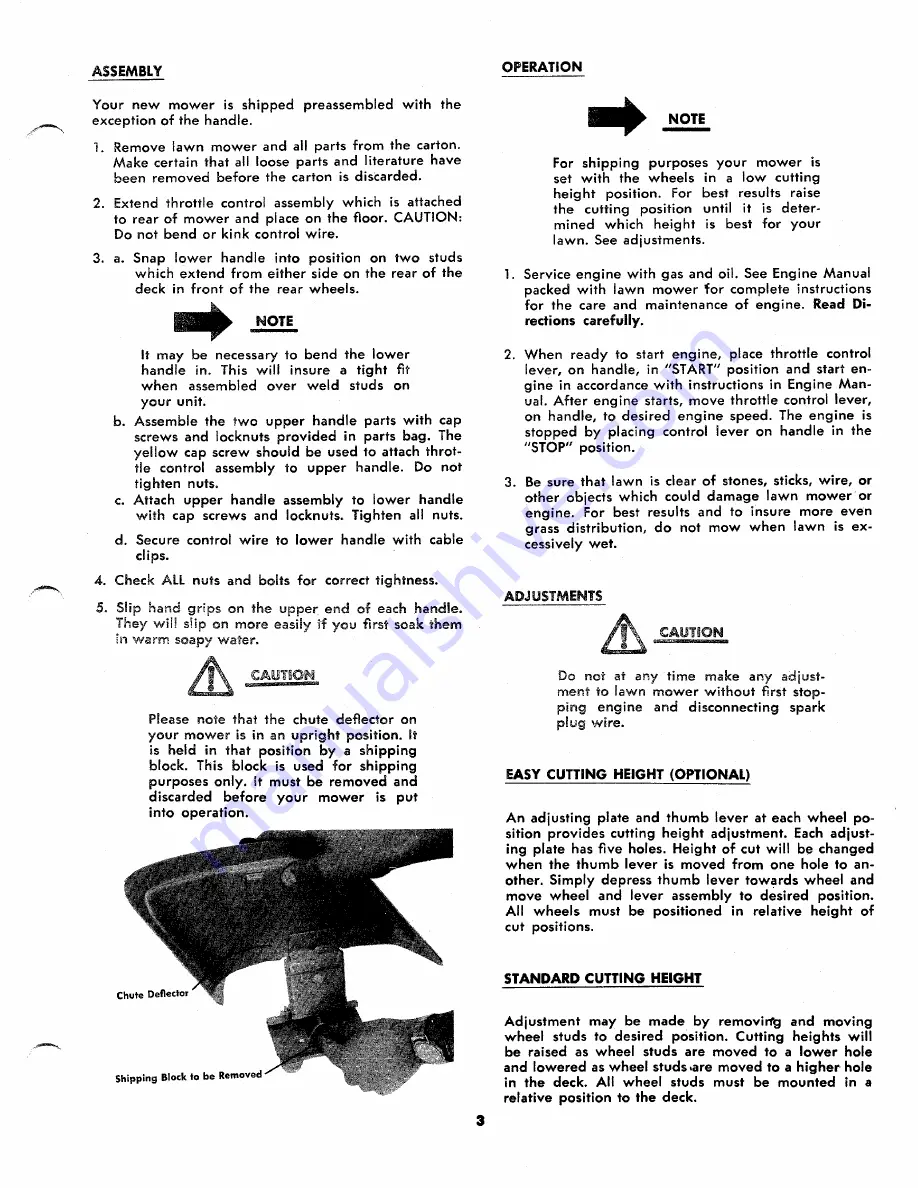 MTD 116-040A Owner'S Operating Service Instruction Manual Download Page 3