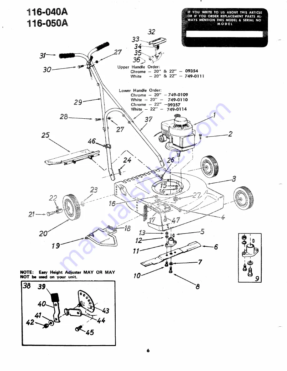 MTD 116-040A Owner'S Operating Service Instruction Manual Download Page 6