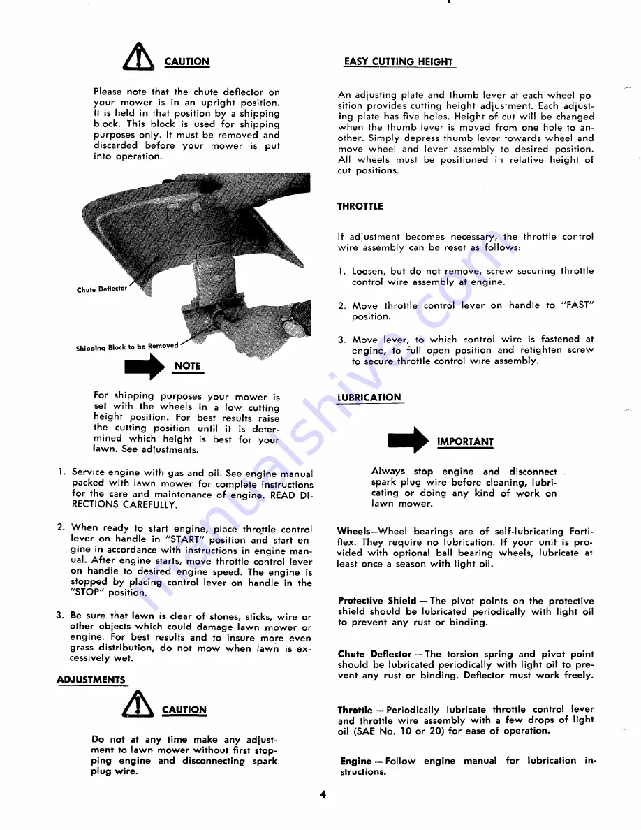 MTD 116-112A Owner'S Operating Service Instruction Manual Download Page 4