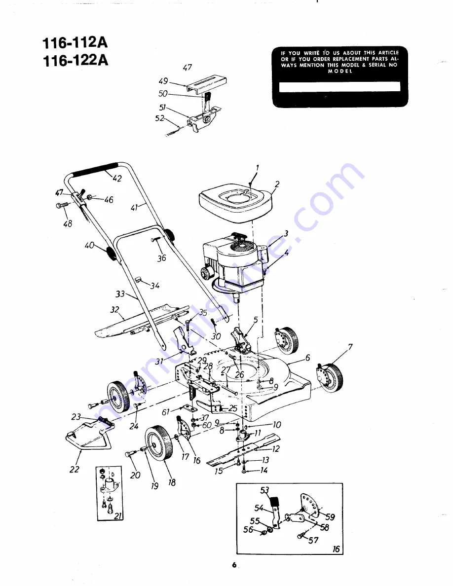 MTD 116-112A Owner'S Operating Service Instruction Manual Download Page 6