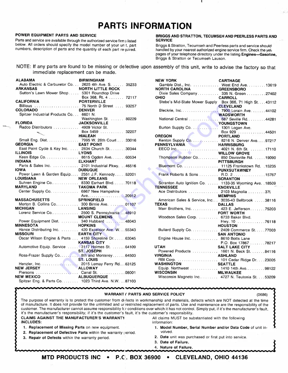 MTD 117-050-000 Owner'S Manual Download Page 17