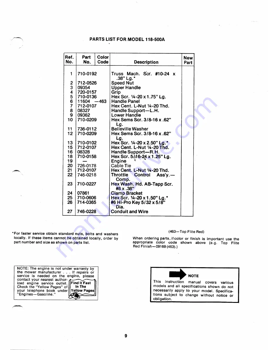 MTD 118-500A Owner'S Manual Download Page 9