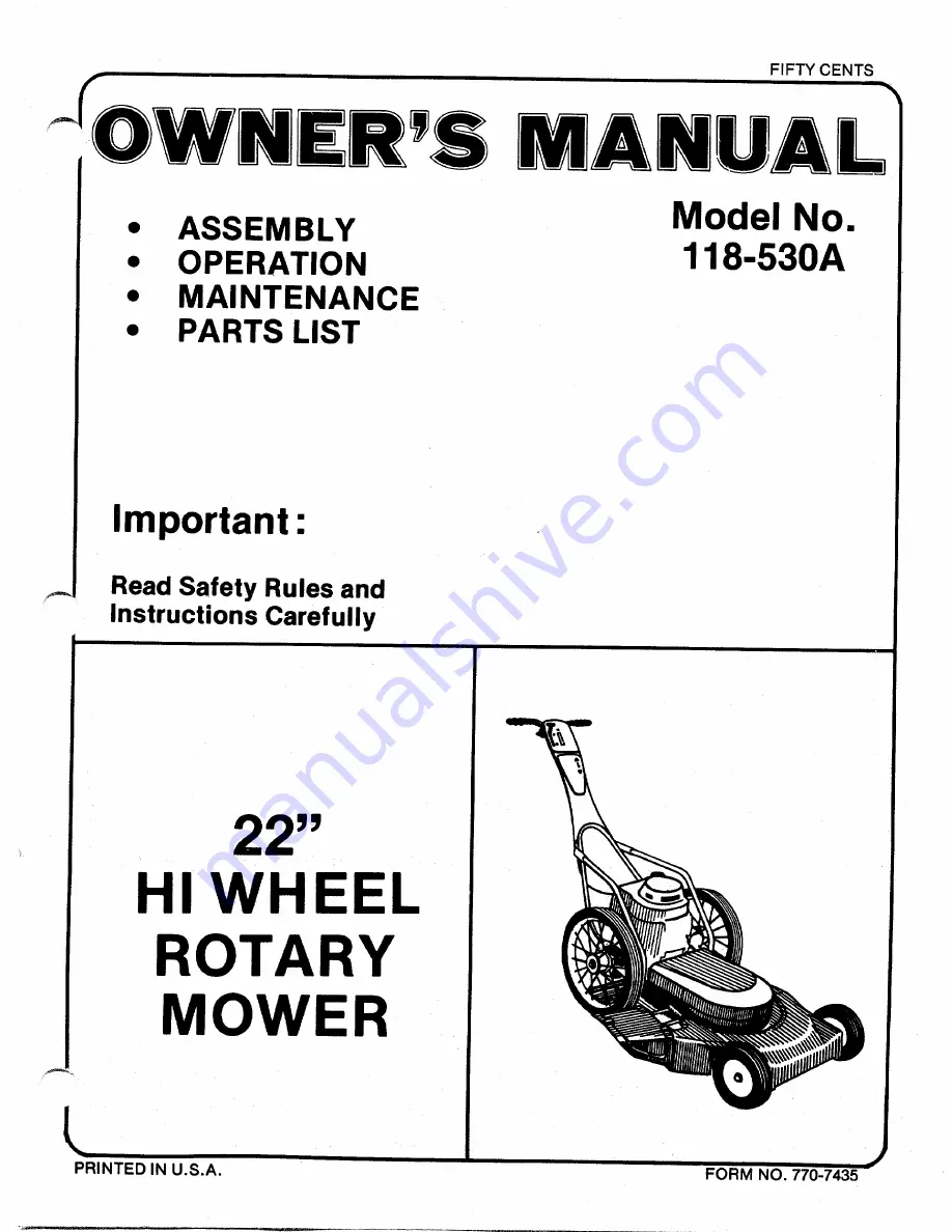 MTD 118-530A Owner'S Manual Download Page 1