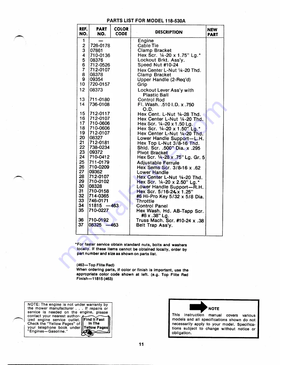 MTD 118-530A Owner'S Manual Download Page 11