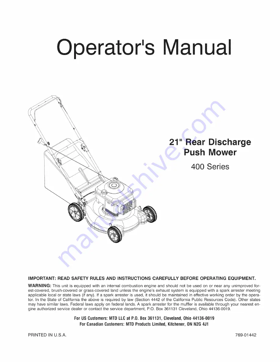 MTD 11A-413F800 Скачать руководство пользователя страница 1