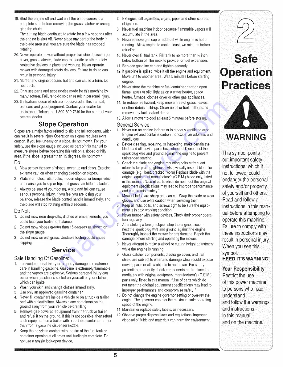 MTD 11A-414E729 Operator'S Manual Download Page 5