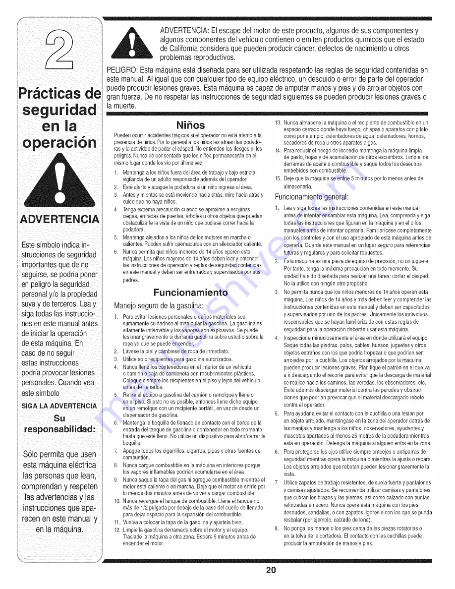 MTD 11A-414E729 Operator'S Manual Download Page 20