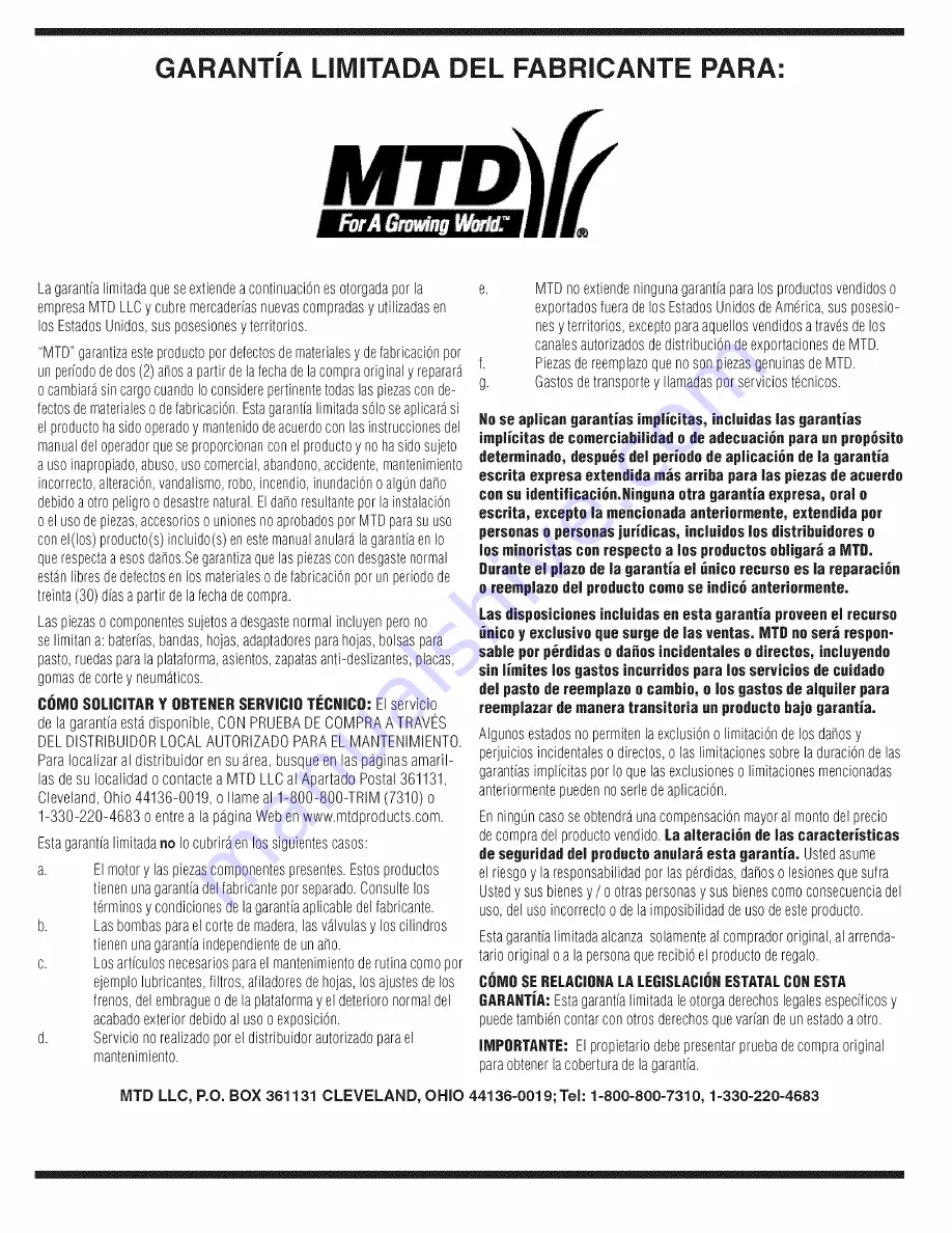 MTD 11A-414E729 Operator'S Manual Download Page 32