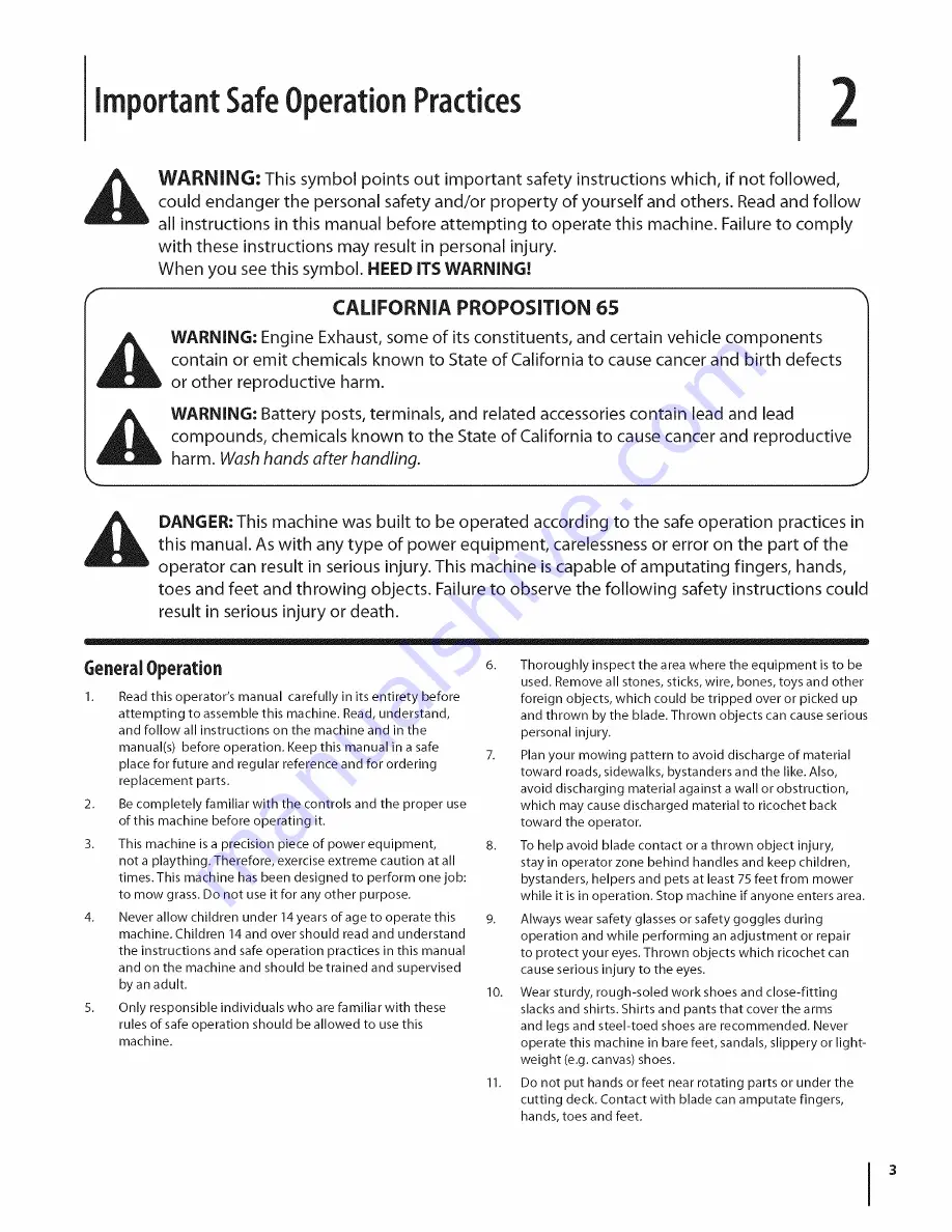 MTD 11A-41K3001 Operator'S Manual Download Page 3