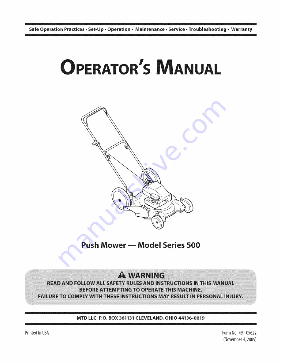 MTD 11A-504E000 Operator'S Manual Download Page 1