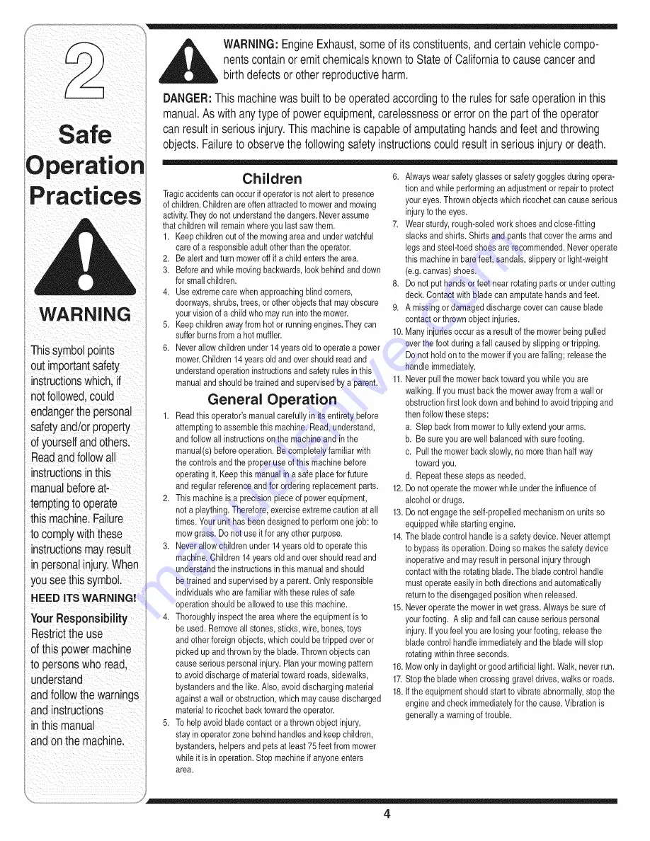 MTD 11B-439Q755 Operator'S Manual Download Page 4