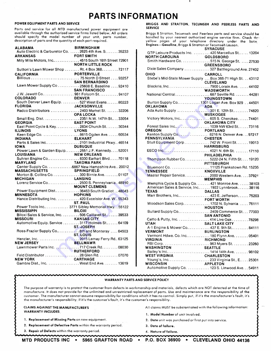 MTD 120-280A Owner'S Manual Download Page 20