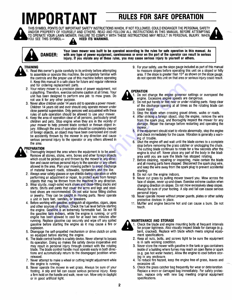 MTD 121-232R000 Owner'S Manual Download Page 2