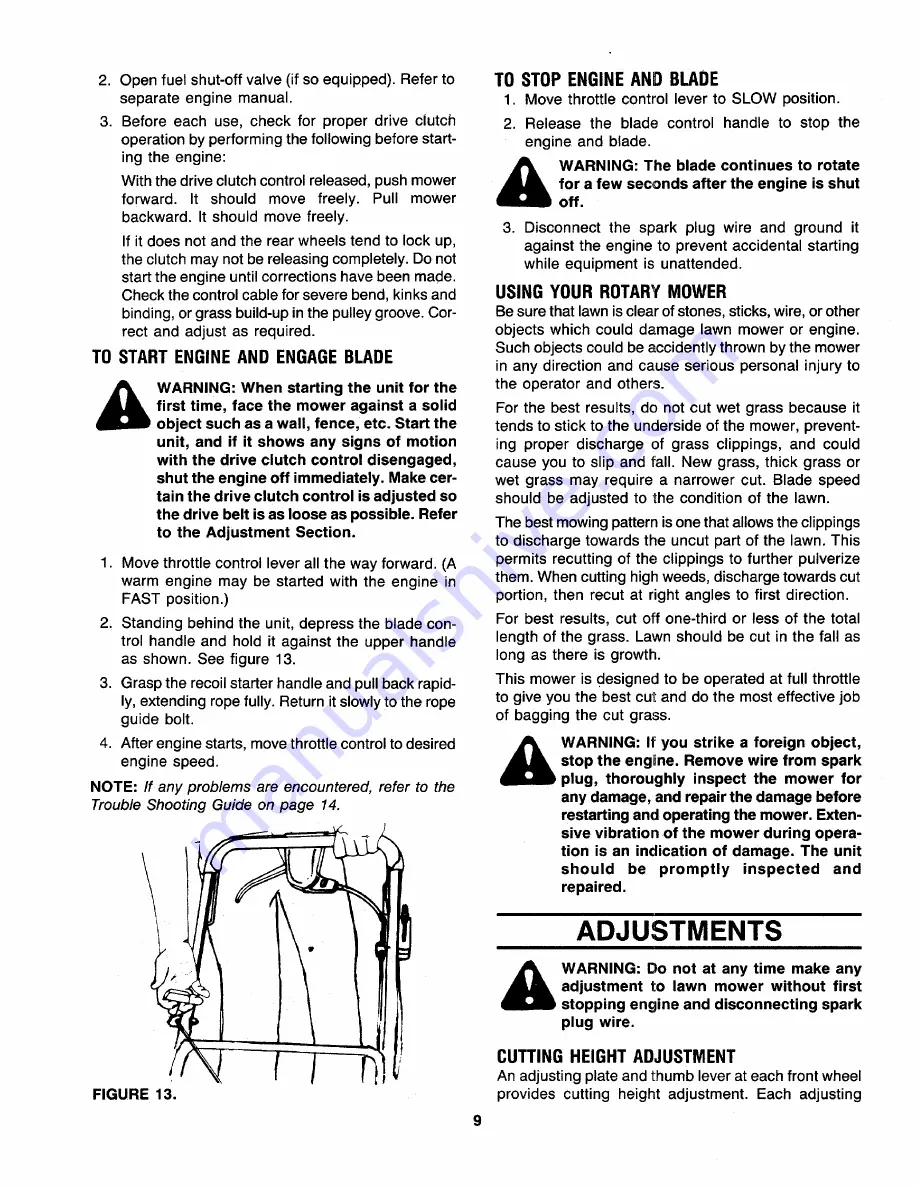 MTD 121-232R000 Owner'S Manual Download Page 9