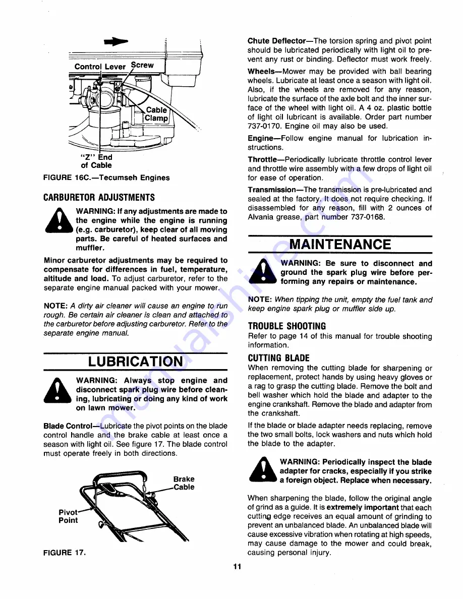 MTD 121-232R000 Owner'S Manual Download Page 11