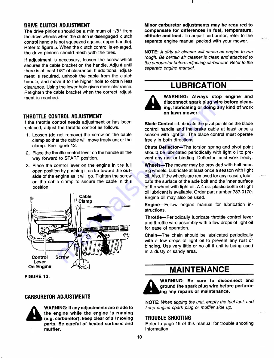 MTD 121-280R000 Owner'S Manual Download Page 10