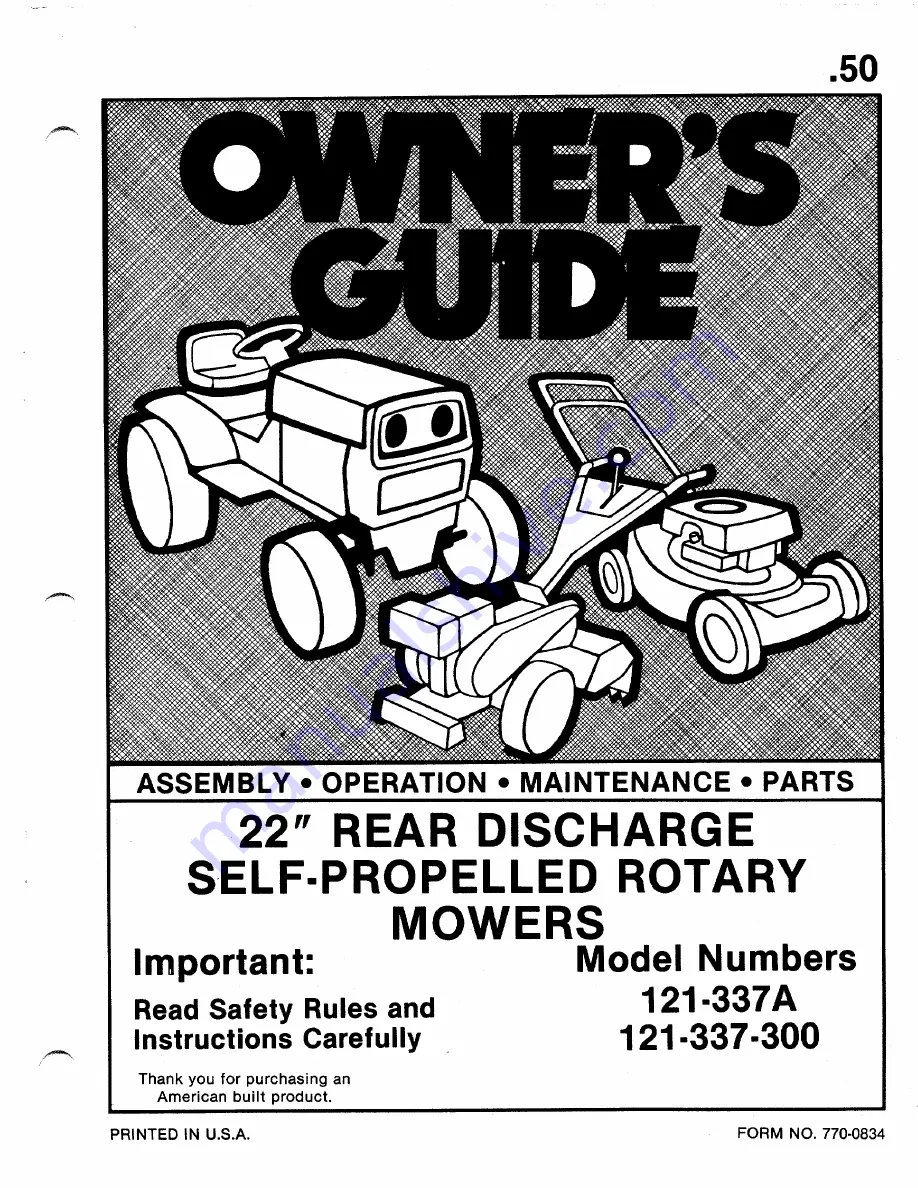 MTD 121-337-300 Owner'S Manual Download Page 1