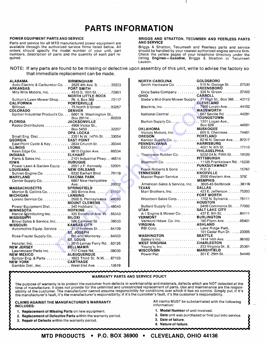 MTD 122-260-120 Owner'S Manual Download Page 16