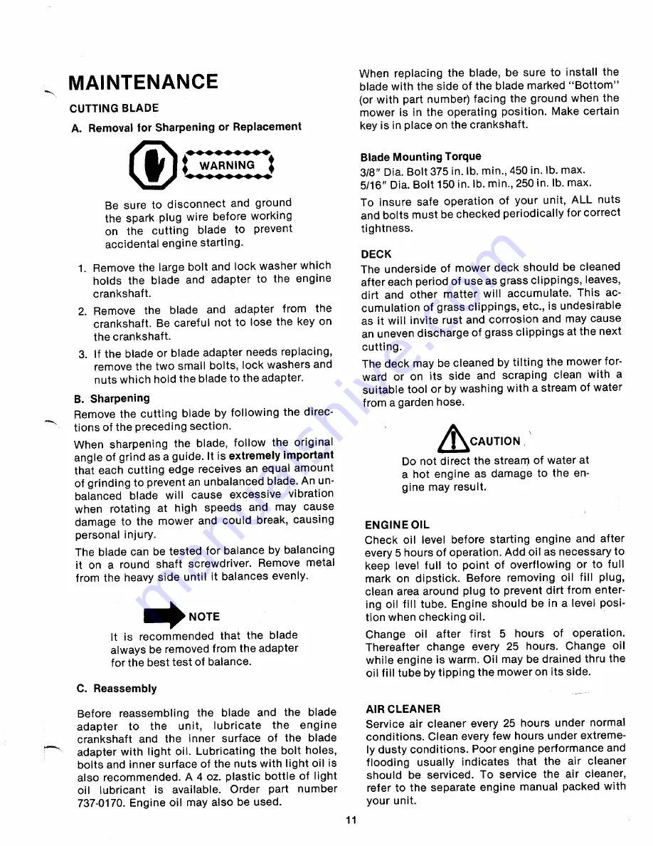 MTD 122-290A Owner'S Manual Download Page 11