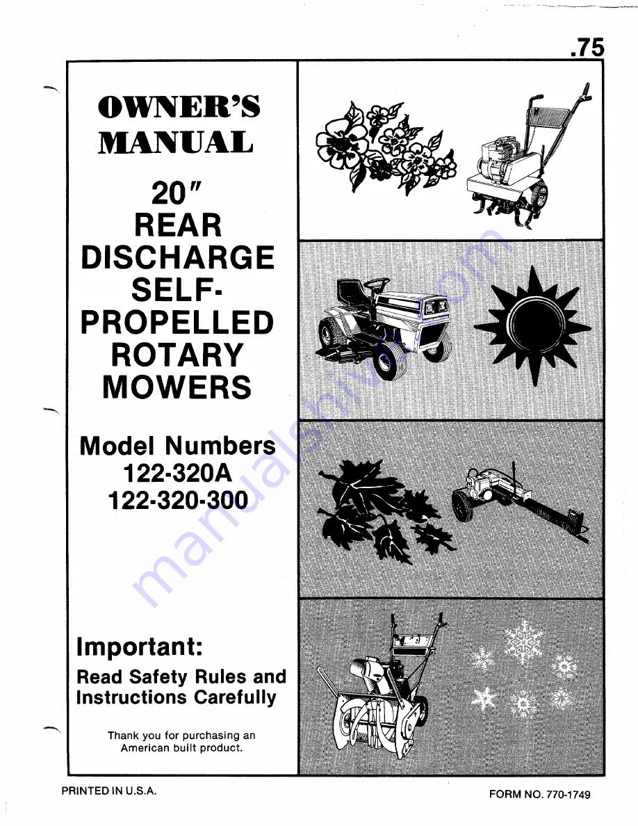 MTD 122-320-300 Owner'S Manual Download Page 1