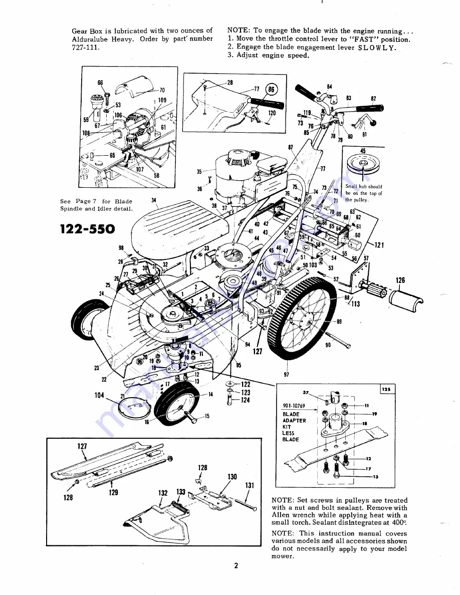 MTD 122-550 Operating/Service Instructions Manual Download Page 2