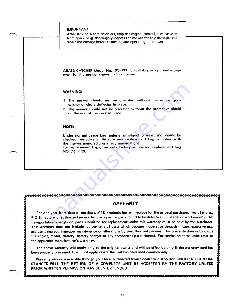 MTD 123-570 Operating/Service Instructions Manual Download Page 11