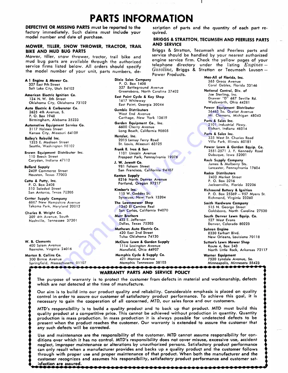 MTD 123-570 Operating/Service Instructions Manual Download Page 12