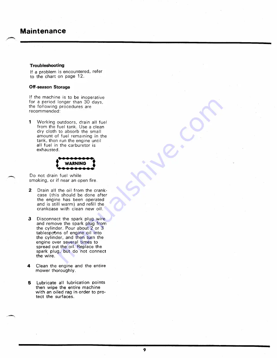 MTD 125-550A Owner'S Operating Service Instruction Manual Download Page 9