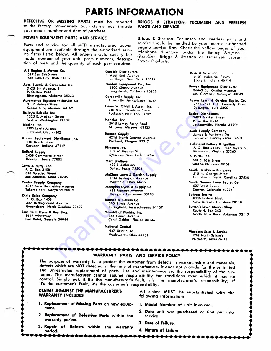 MTD 125-550A Owner'S Operating Service Instruction Manual Download Page 17