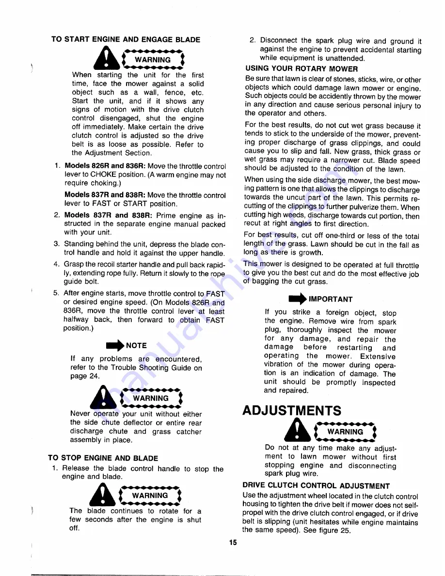 MTD 129-826R401 Owner'S Manual Download Page 15