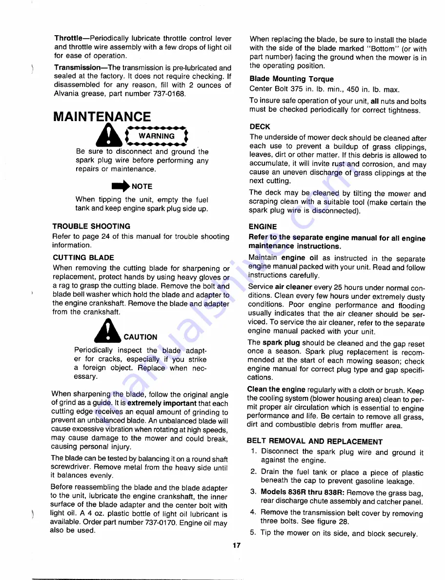 MTD 129-826R401 Owner'S Manual Download Page 17