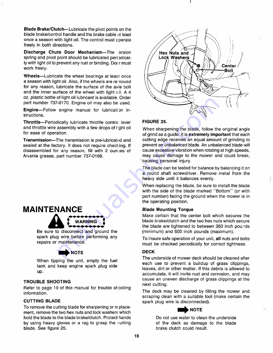 MTD 129-836B401 Owner'S Manual Download Page 16