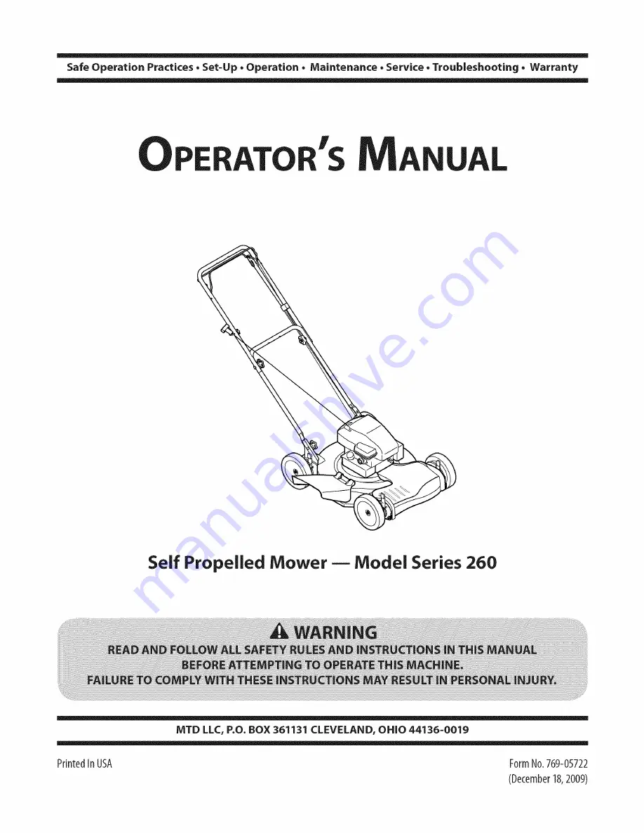 MTD 12A-264A000 Operator'S Manual Download Page 1