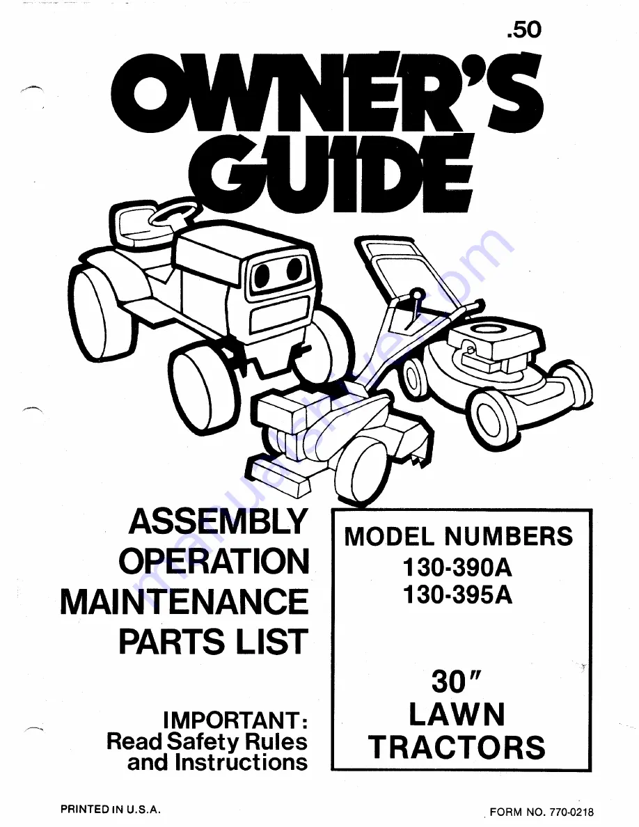 MTD 130-390A Owner'S Manual Download Page 1