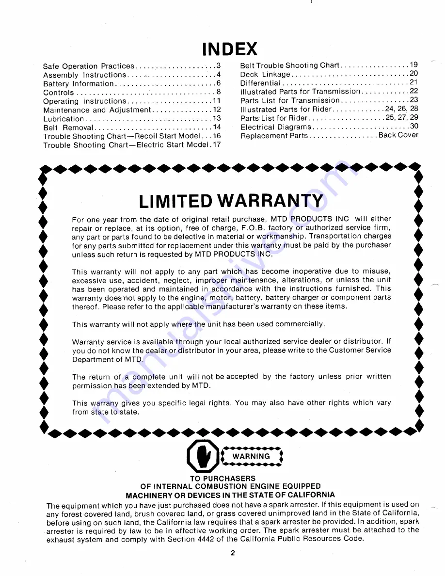 MTD 130-390A Owner'S Manual Download Page 2