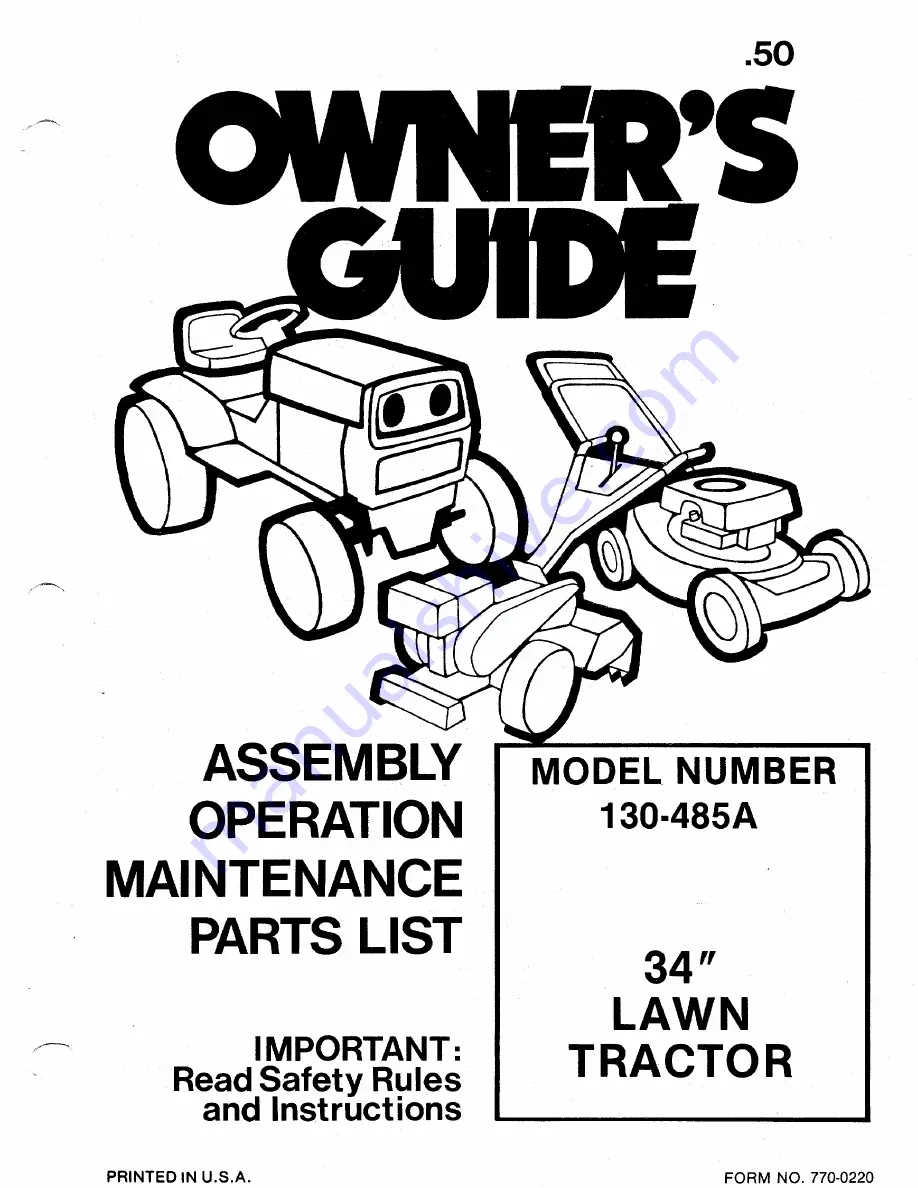 MTD 130-485A Owner'S Manual Download Page 1