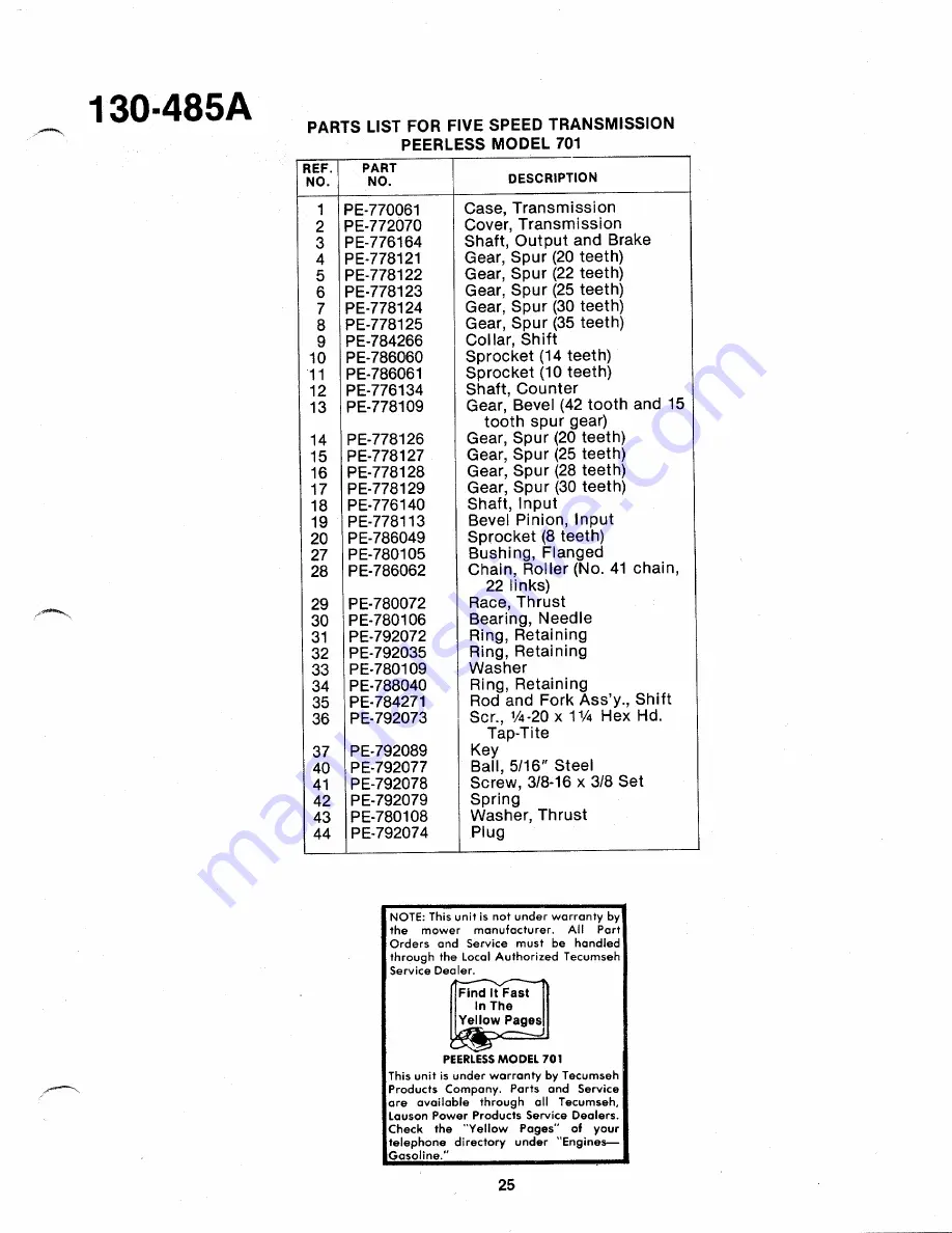 MTD 130-485A Owner'S Manual Download Page 25