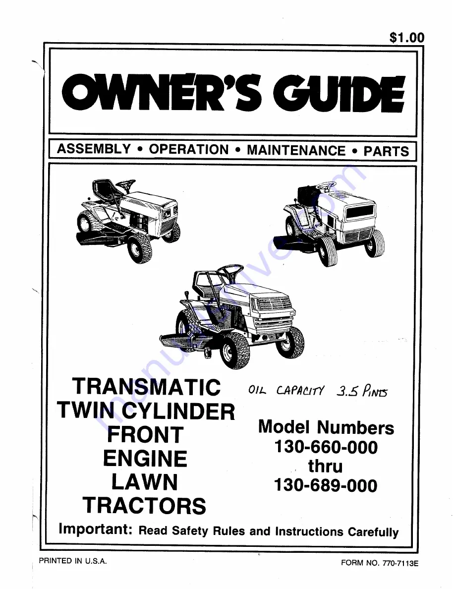 MTD 130-660-000 Owner'S Manual Download Page 1