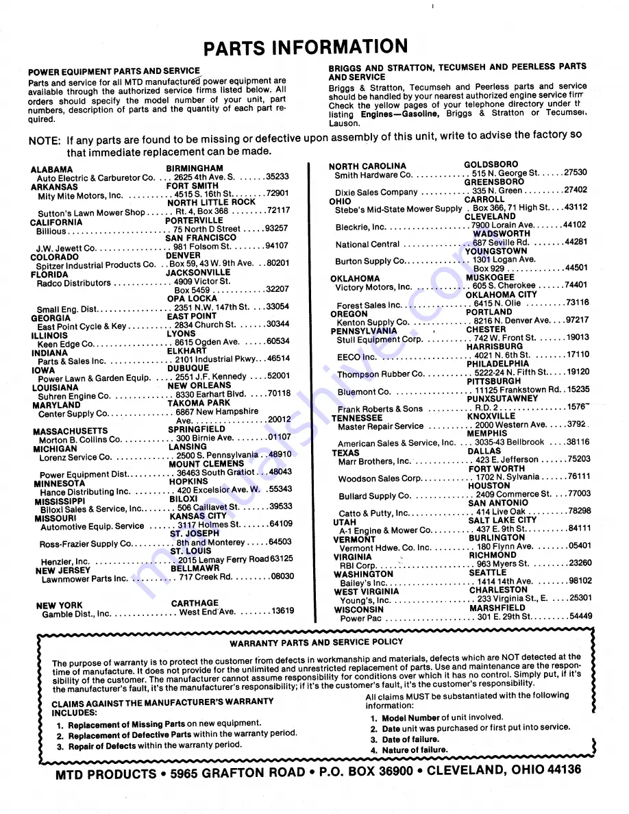 MTD 131-390A Owner'S Manual Download Page 36