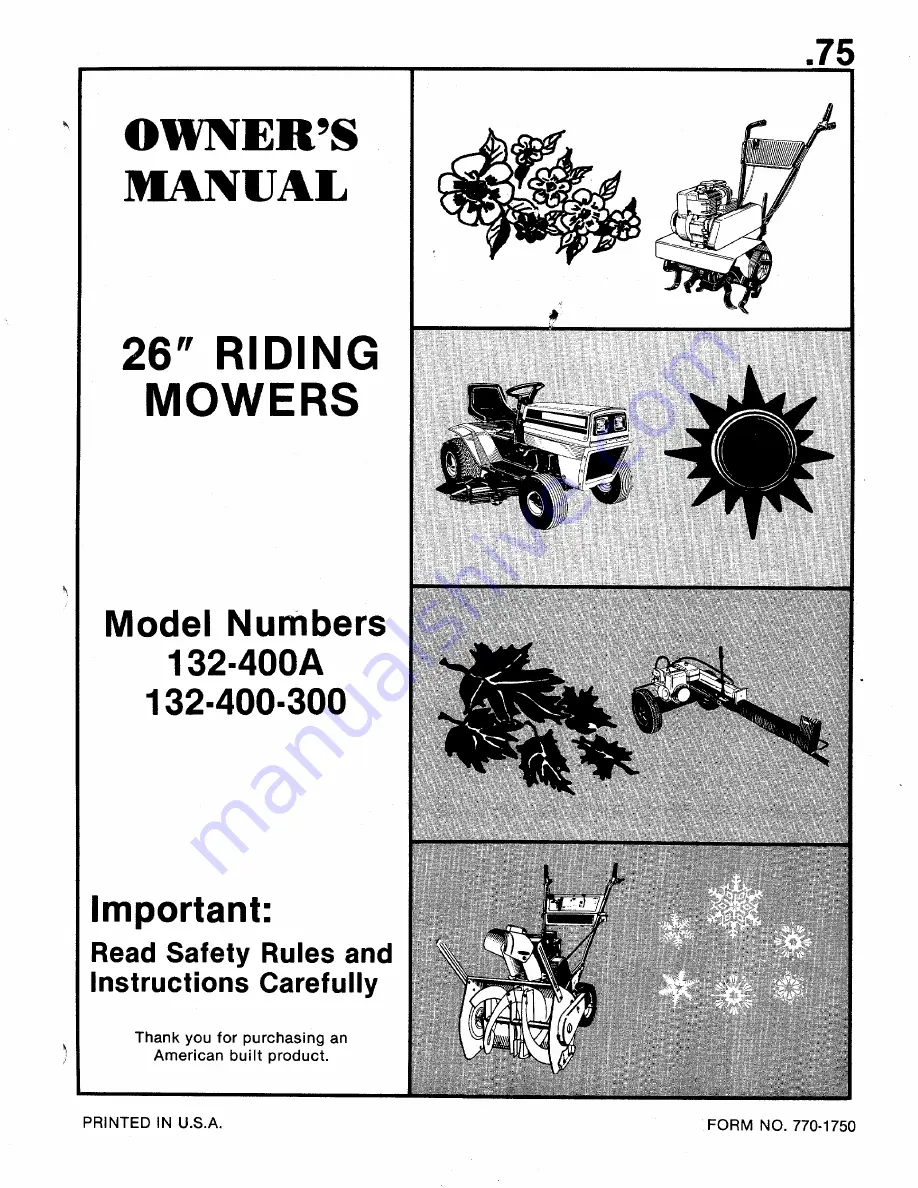 MTD 132-400-300 Owner'S Manual Download Page 1