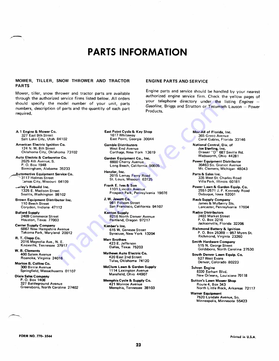 MTD 132-480 Operating/Service Instructions Manual Download Page 23