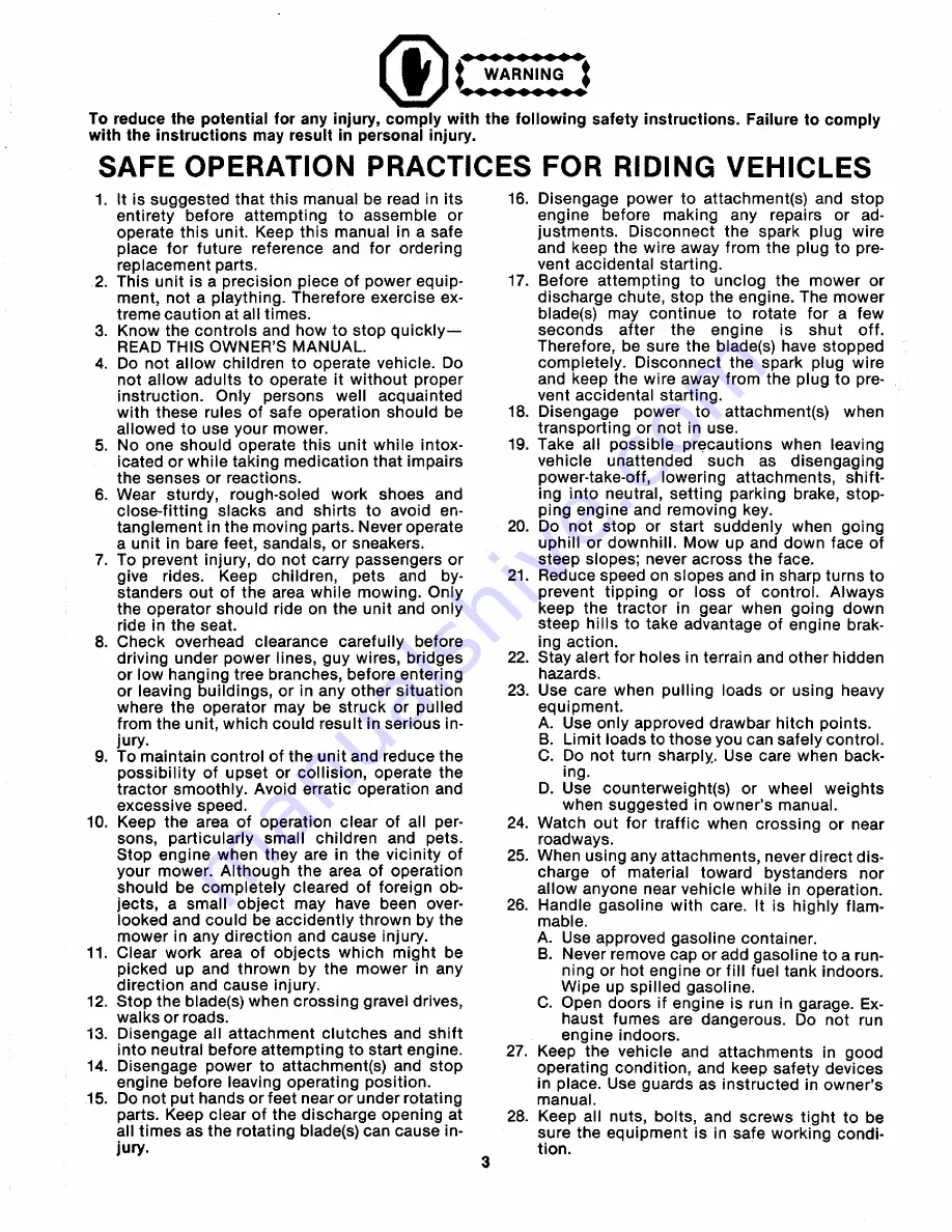 MTD 132-620A Owner'S Manual Download Page 3