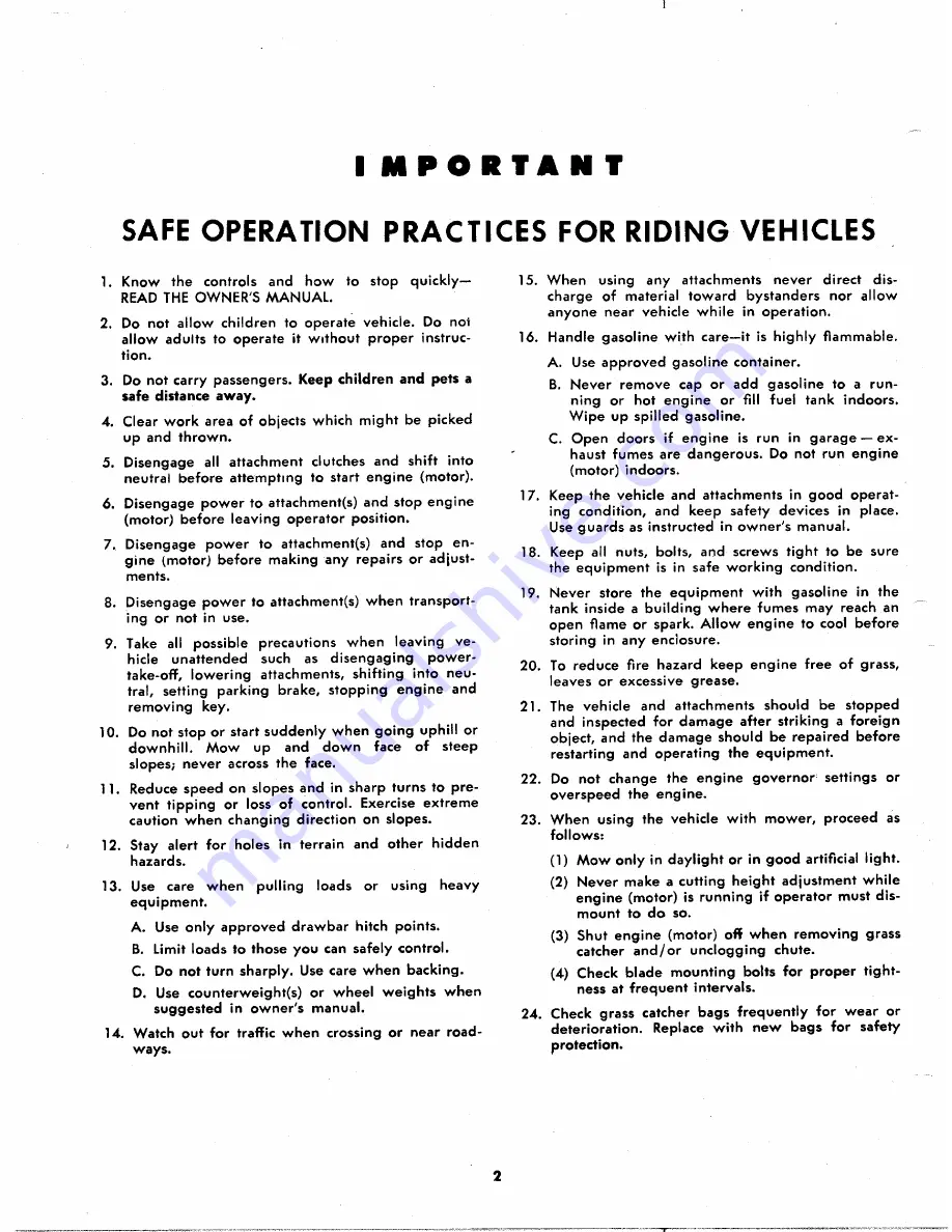 MTD 134-410A Owner'S Operating Service Instruction Manual Download Page 2