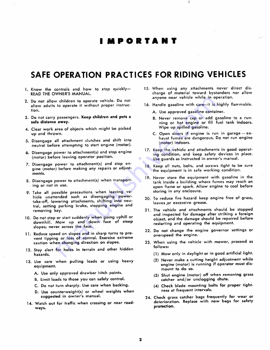 MTD 134-460A Owner'S Operating Service Instruction Manual Download Page 2